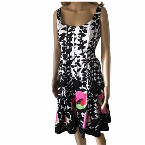Nine West black & white w/ pink flowers Sundress